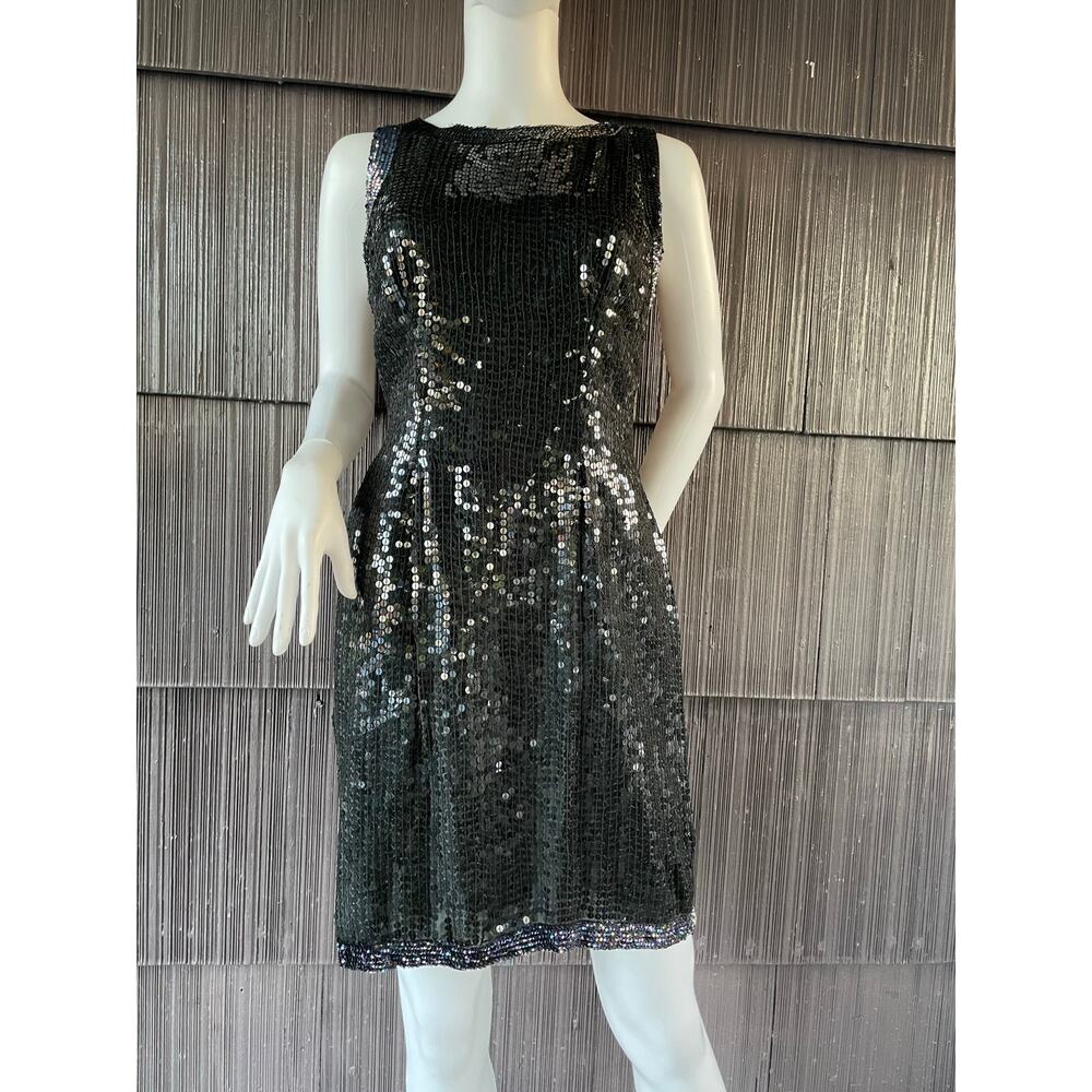 🔥Vintage Oh! Johnny 100% Silk Black Sequins Bling Disco Glam Cocktail Party